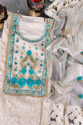 Pakistani Style Cotton Suit Set with Crochet Lace Semi Stitched Suit